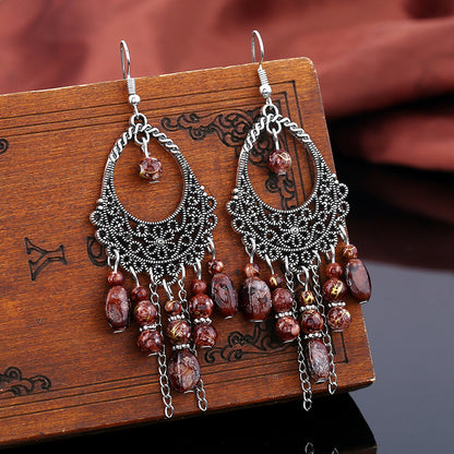 Personality Ethnic Style Earrings | Elegant Vintage Long Tassel Jewelry for Women