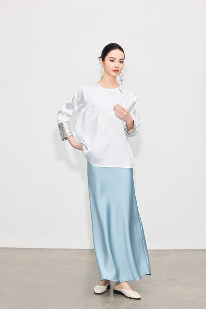 Elegant Spring Jacquard Hollow Shirt for Women