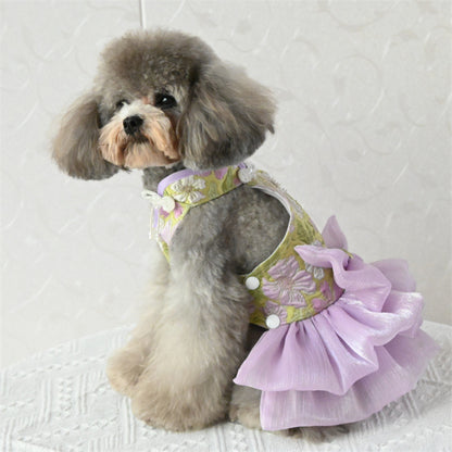 Chinese Style Pet Cheongsam Princess Style Tang Suit Dog Cat Dress Teddy Bichon Clothes