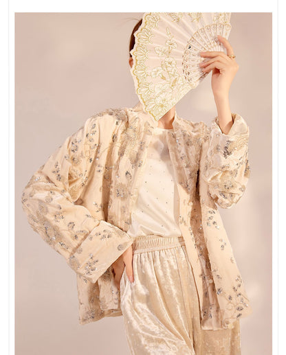 2026 Spring New Chinese Beaded Rayon Elegant Youthful Jacket