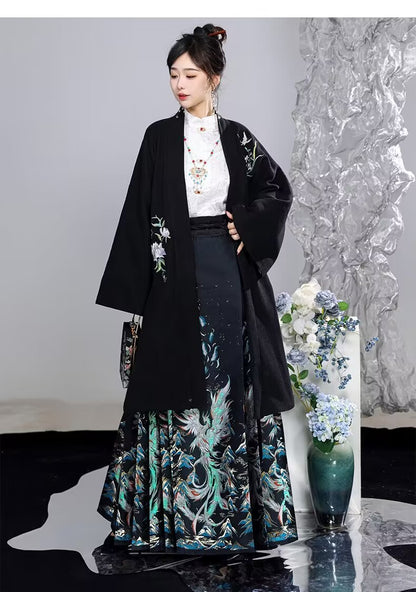 Ming Dynasty Hanfu Set — High Collar Shirt and Horse Face Skirt