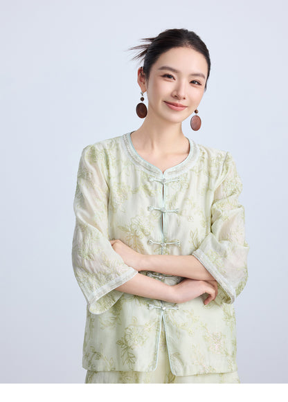 Luxury Embroidered Chinese Style Two-Piece Outfit