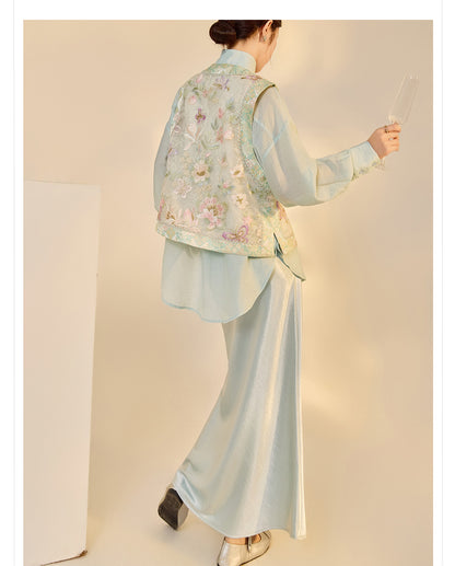 Embroidered Mulberry Silk Vest – New Chinese Style Women's Top