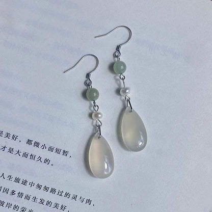 Misty Rain Silver Earrings | Antique Style 925 Silver Chinese Style Pearl Jewelry
