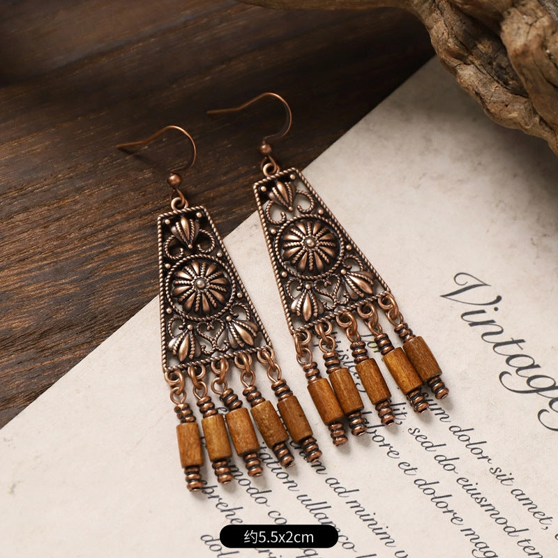 Vintage Boho Tassel Earrings — Niche Chinese Ethnic Long Drop Earrings