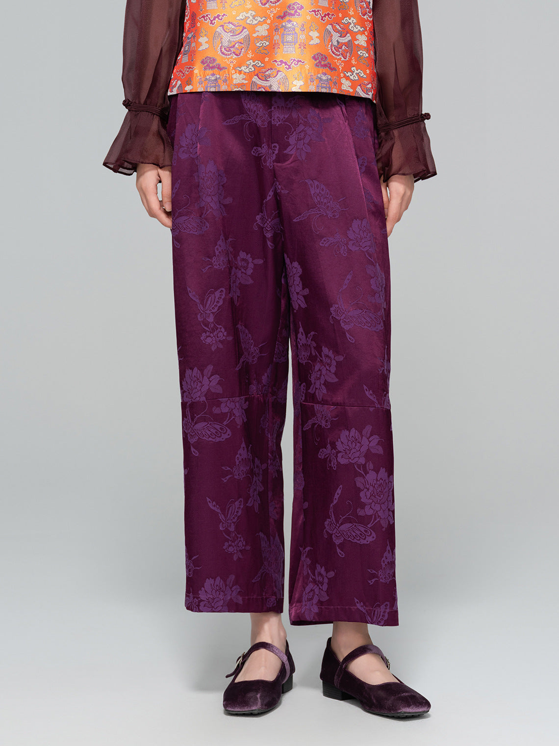 High-End Elegant Jacquard Slimming Loose Pants for Women