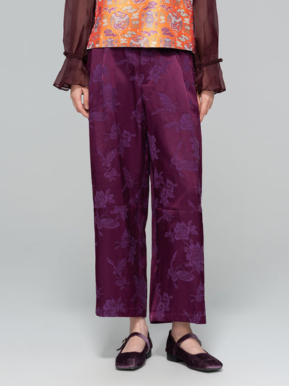 High-End Elegant Jacquard Slimming Loose Pants for Women