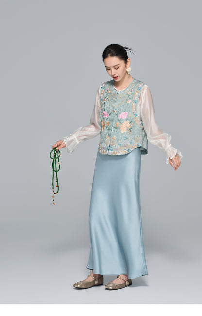 Embroidered Sleeveless Vest for Women