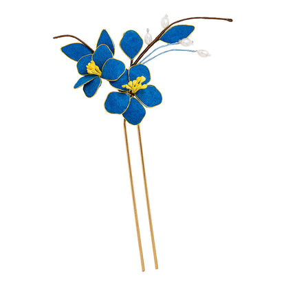 High End Blue Velvet Hairpin Hanfu Hair Accessory Hairpin for Women