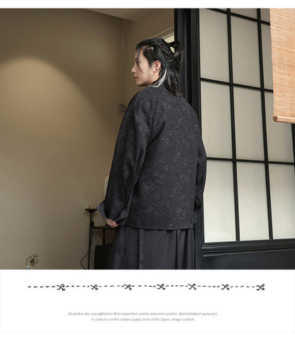 Mens Chinese Style Cardigan Hanfu Button Up Cotton Linen Jacket