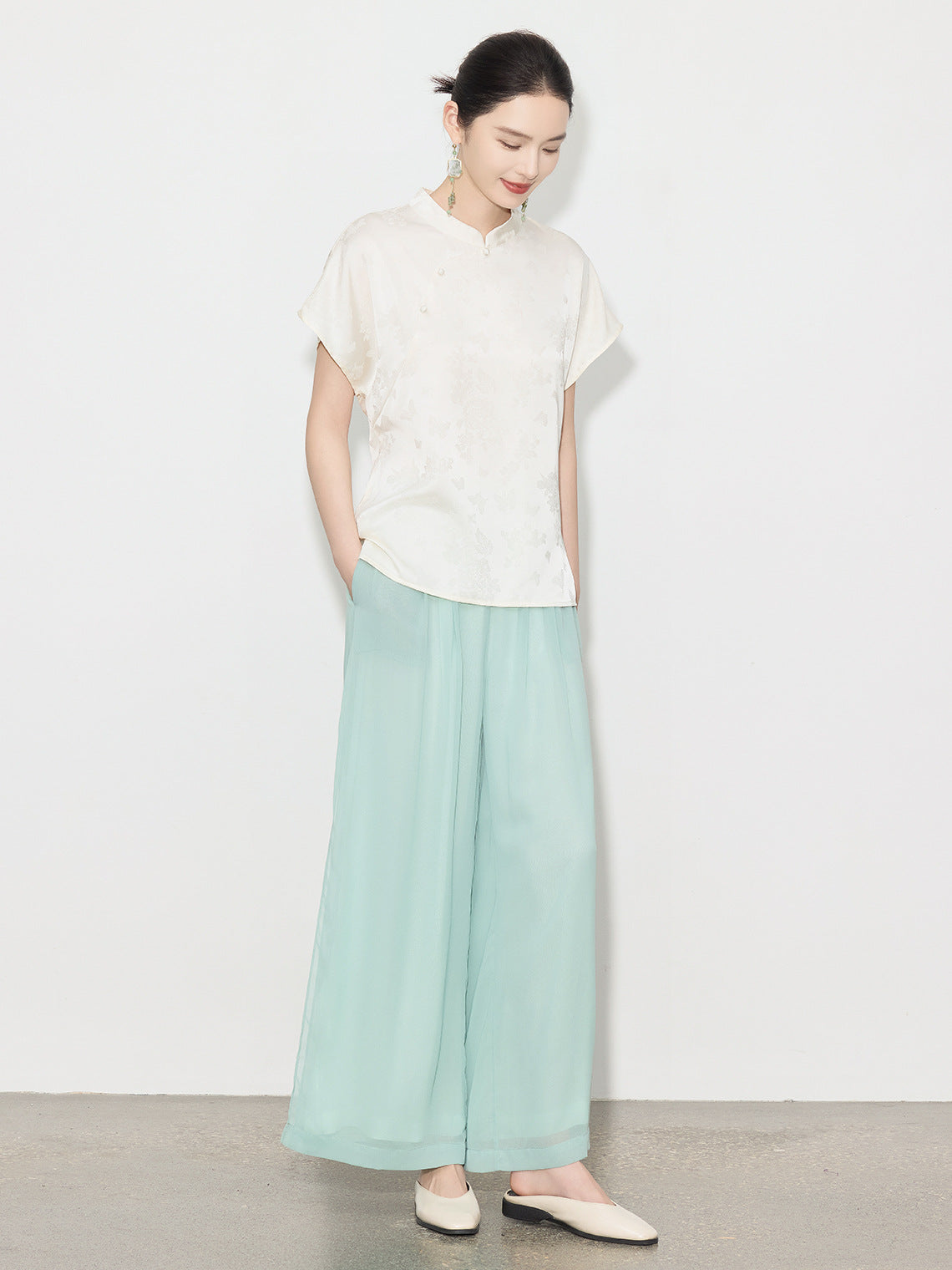 High-Waist Wide-Leg Draped Pants for Women
