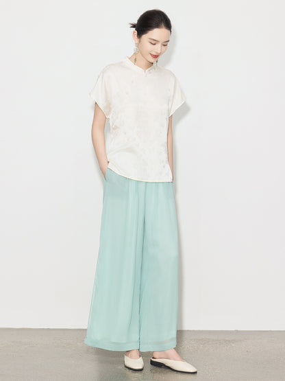 High-Waist Wide-Leg Draped Pants for Women
