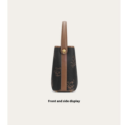 Vintage Xiangyun Silk Handbag — Real Mulberry Silk Bucket Bag for Women