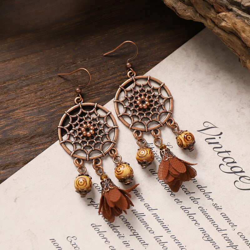Vintage Boho Tassel Earrings — Niche Chinese Ethnic Long Drop Earrings