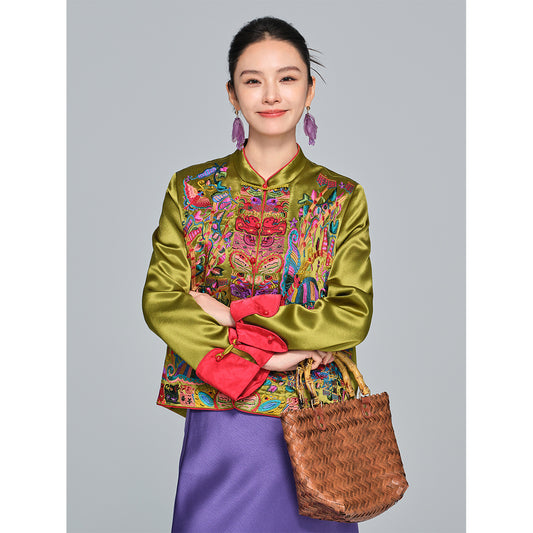 Stylish Embroidered Acetate Jacket