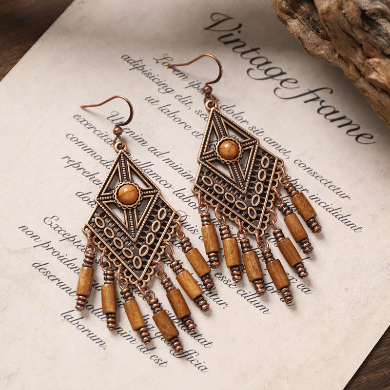 Vintage Boho Tassel Earrings — Niche Chinese Ethnic Long Drop Earrings