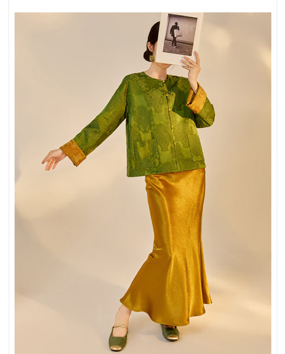 New Chinese Style Reversible Jacquard Elegant Top