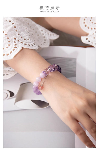 Natural Amethyst Nine-Purple Fire Bracelet — Lucky Exam Charm for Women