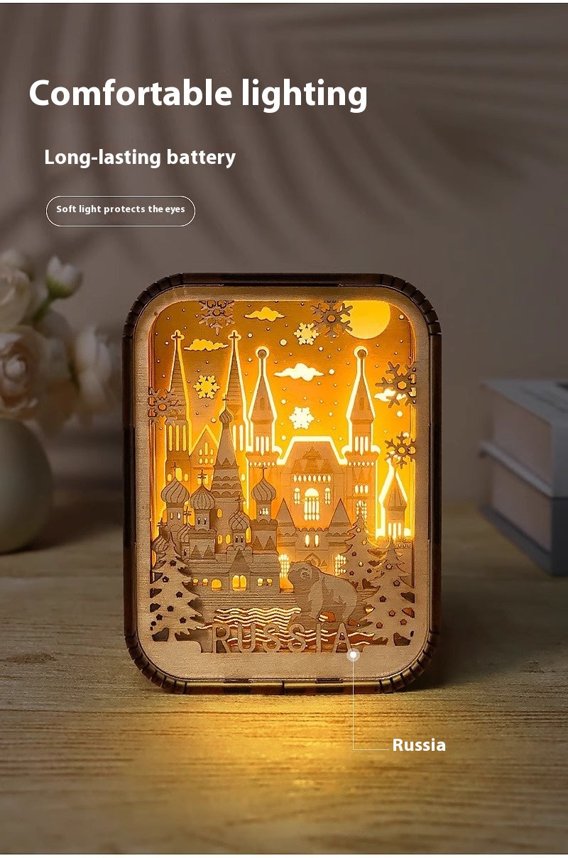 3D London City Wood Carving Lamp Night Light Mid-Autumn Gift