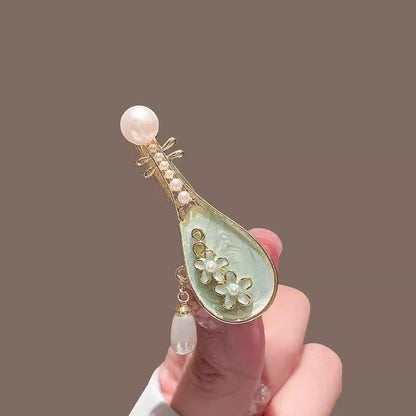 Rose Pipa Hair Clip Chinese Style Side Bang Clip Vintage Hairpin