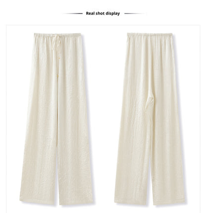 2026 New Chinese Style Elegant Acetate Wide-Leg Pants for Women