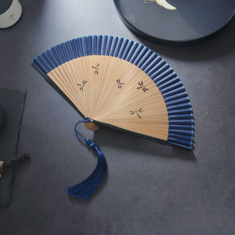 Handheld Green Folding Fan — Chinese Hanfu National Style Summer Fan