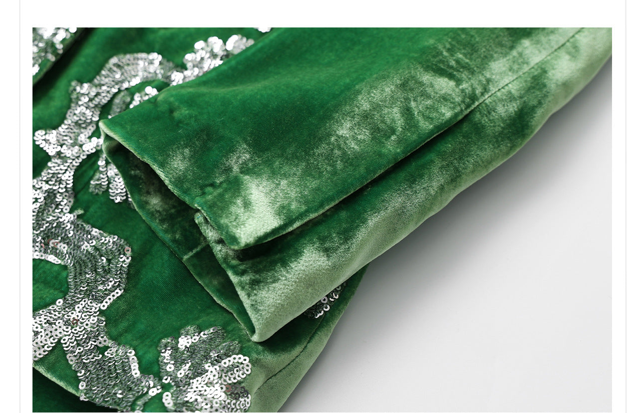 2025 Spring New Chinese Beaded Embroidered Silk Cardigan & Skirt Set