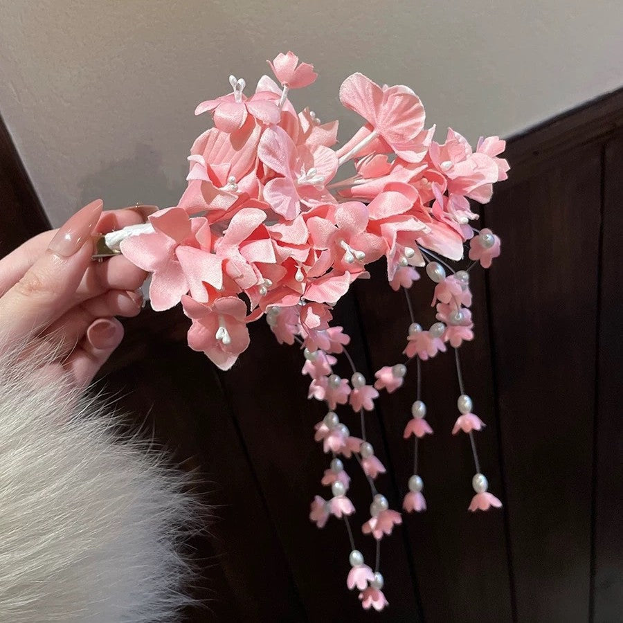 Lily of the Valley Tassel Hair Clip Chinese Bridal Vintage Hairpiece