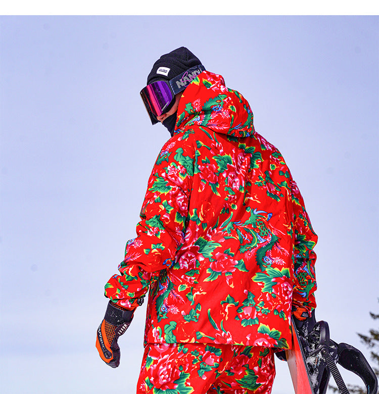 Northeast Large Floral Cotton Jacket Fleece Lined Warm Winter Coat