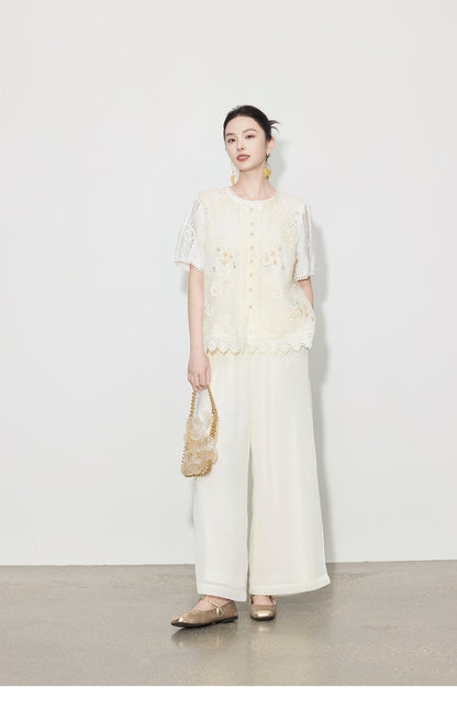 Elegant High-Waist Wide-Leg Summer Pants