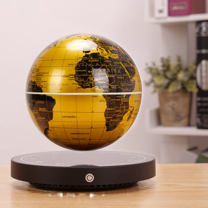 Levitating Globe Clock Night Light Gold Base Colorful Desk Lamp