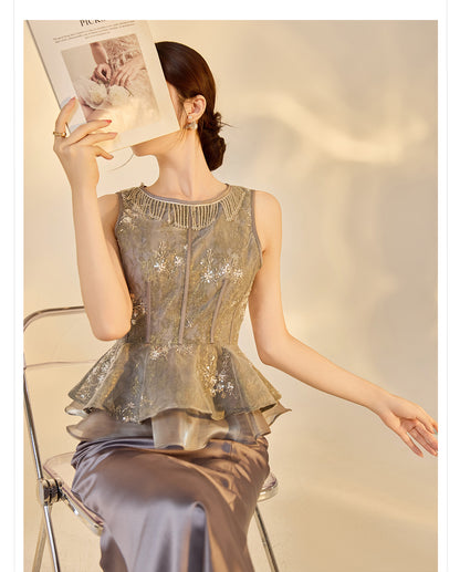 Elegant National Style Jacquard Beaded Embroidery Women's Set