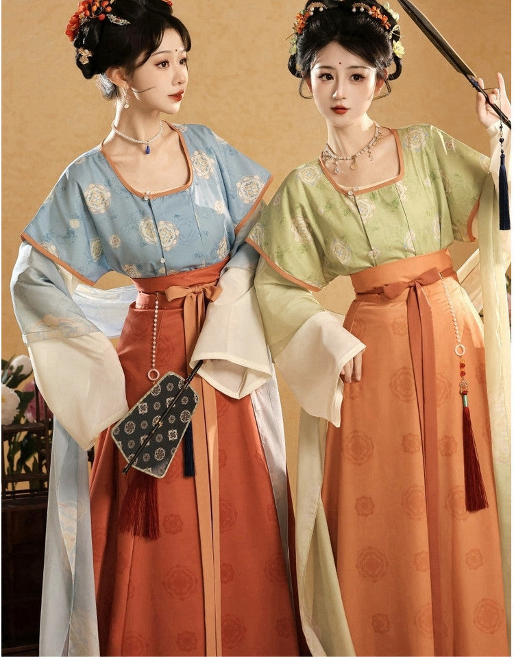 Tang Dynasty Hanfu Set — Beizi Shirt & Eight-Panel Waist Skirt