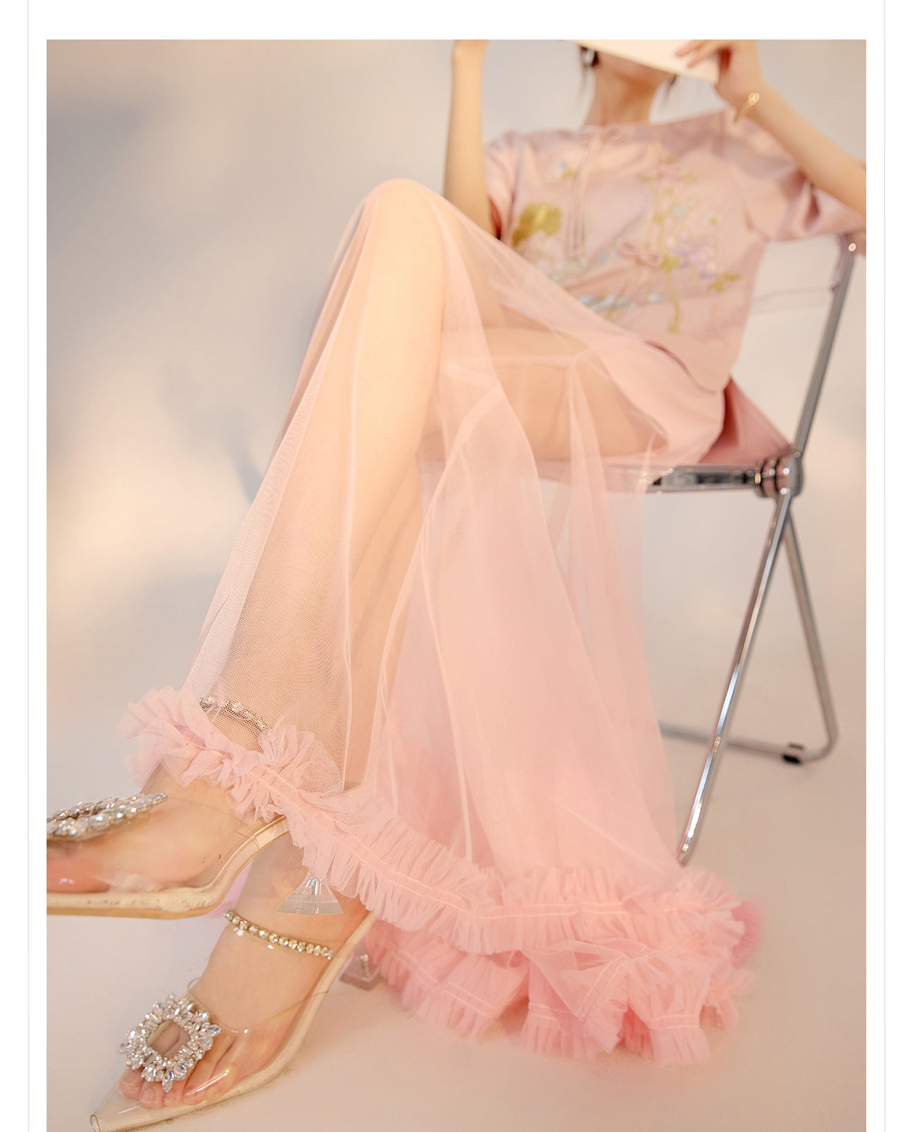 Summer New Chinese Style Embroidered Printed Top and Skirt Set