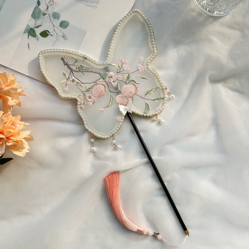 Ancient Style Tassel Round Fan — Hanfu Dance Fan for Adults & Kids