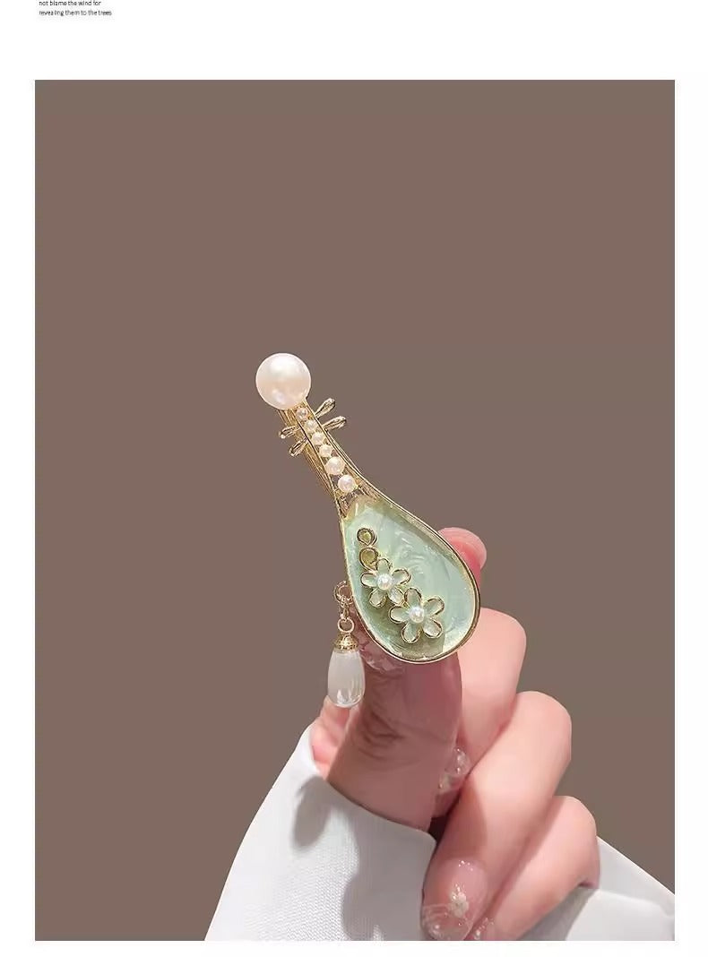 Rose Pipa Hair Clip Chinese Style Side Bang Clip Vintage Hairpin