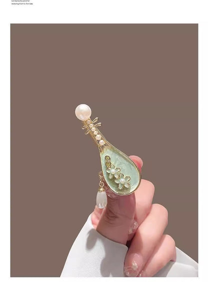 Rose Pipa Hair Clip Chinese Style Side Bang Clip Vintage Hairpin