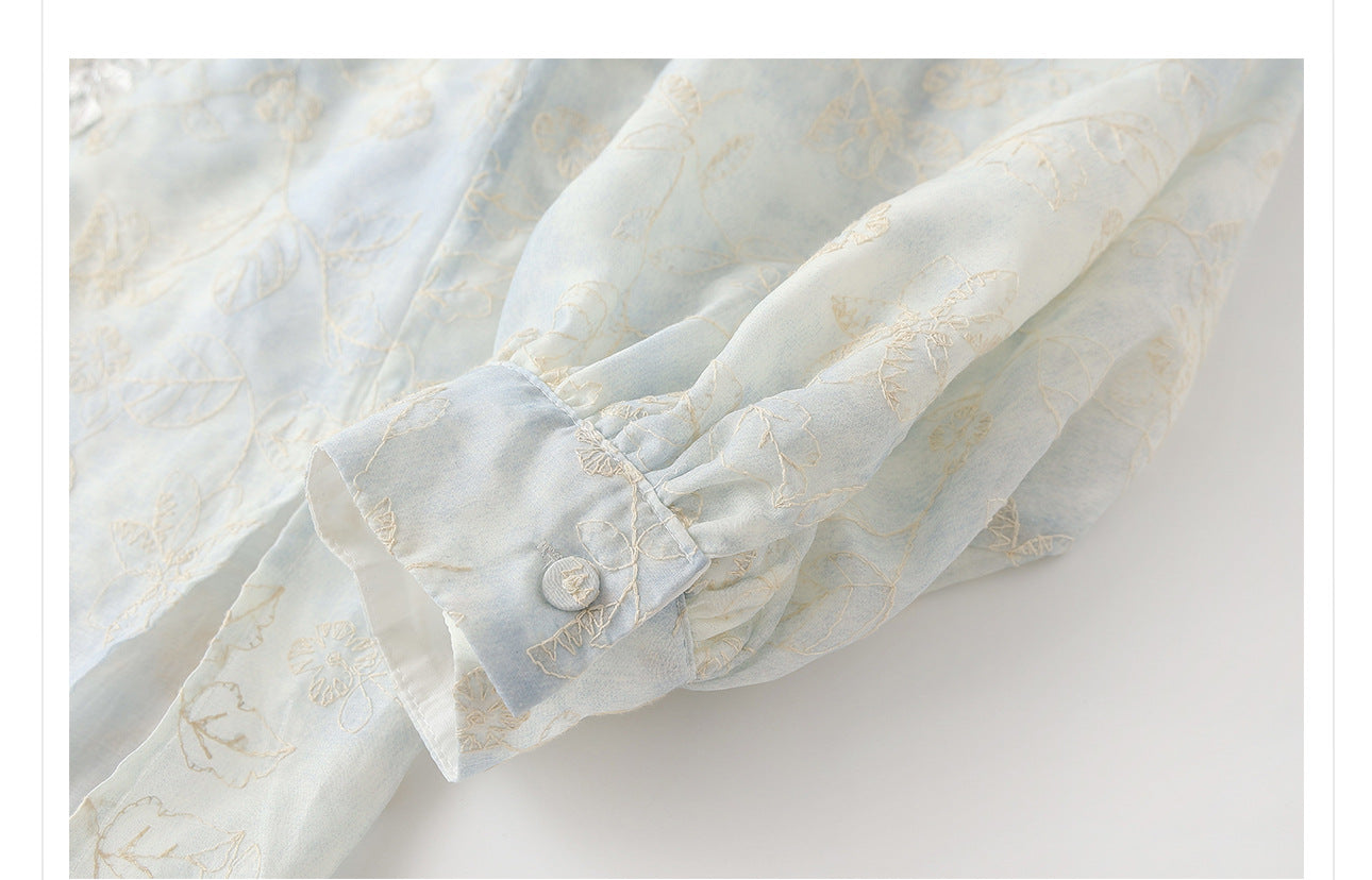 Early Autumn Retro Embroidered Top | New Chinese Style Artistic Shirt