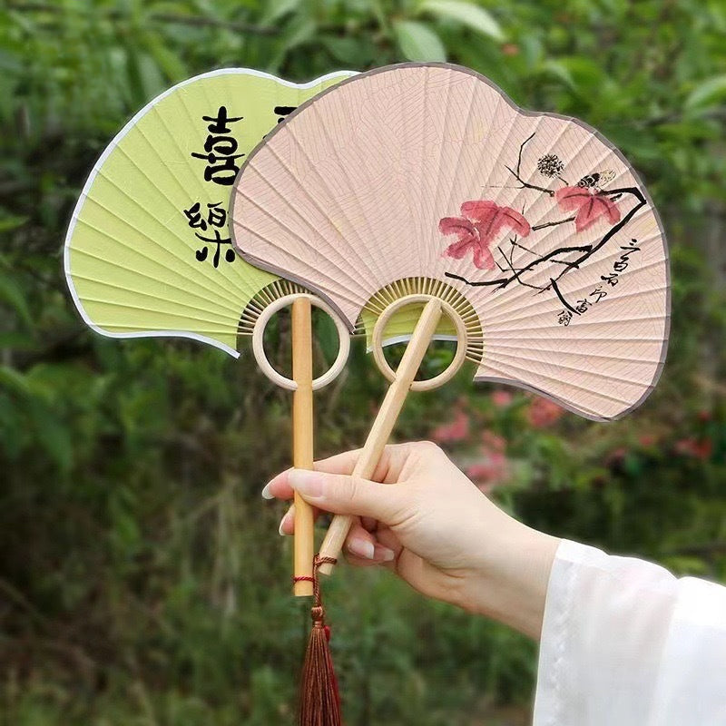 Handmade Ginkgo Leaf Xuan Paper Round Fan — Classical Chinese Style