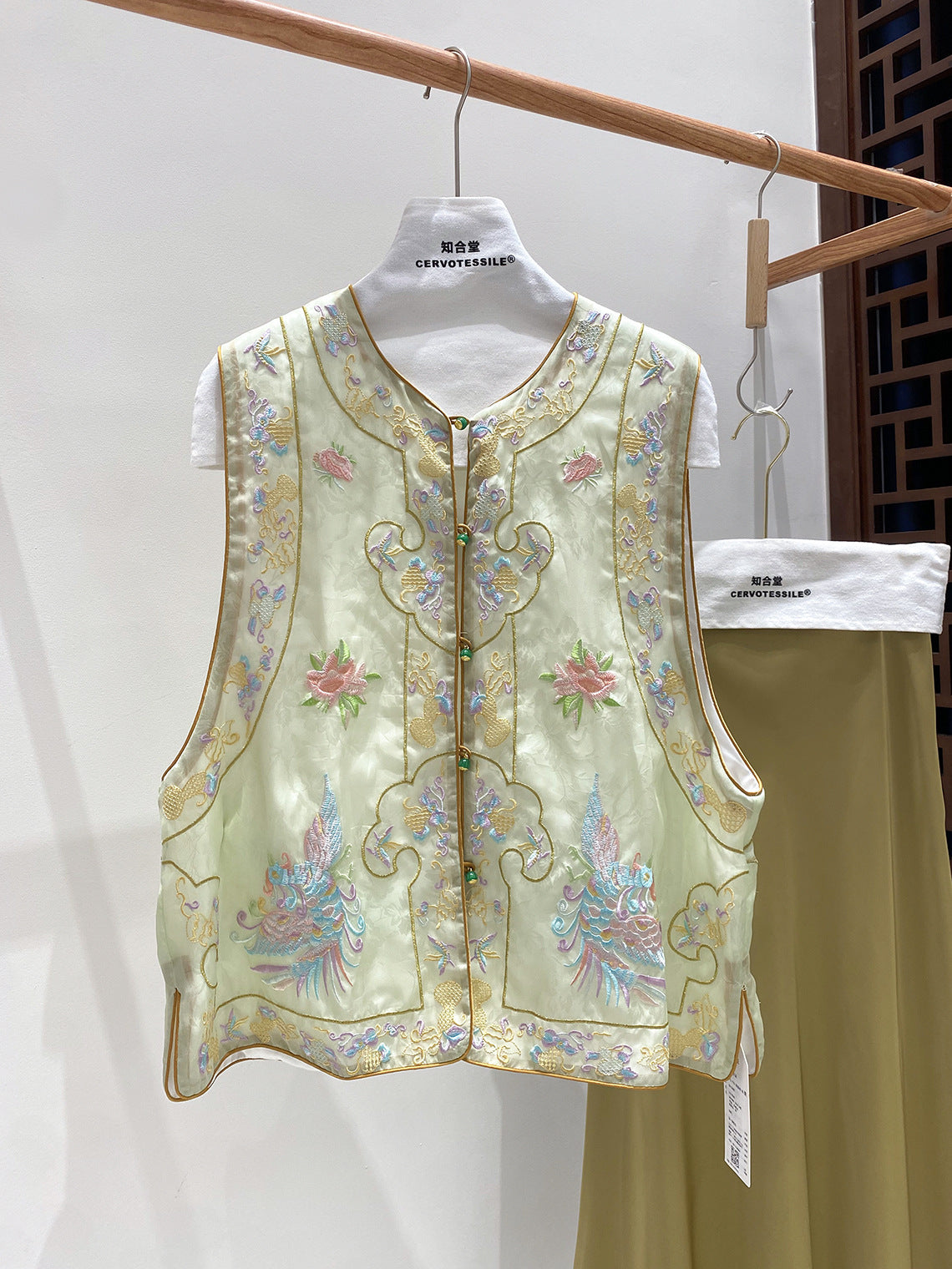Elegant Silk Vest with Embroidery