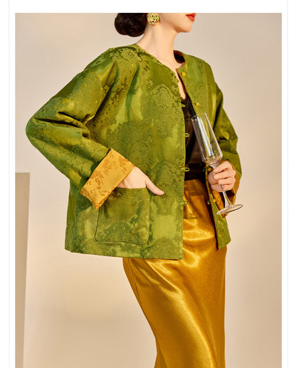 New Chinese Style Reversible Jacquard Elegant Top