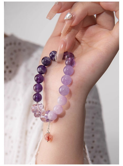 Natural Amethyst Nine-Purple Fire Bracelet — Lucky Exam Charm for Women