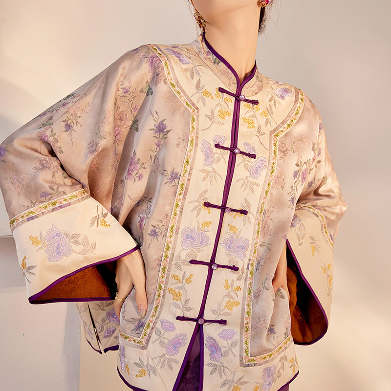 Early Autumn Silk Embroidered Retro Loose Chinese Style Jacket