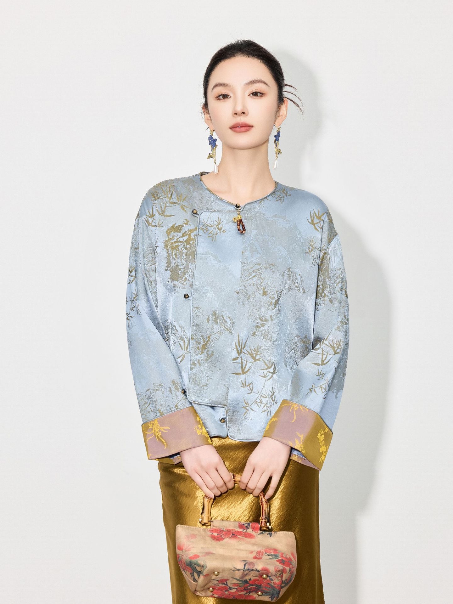 High-End Elegant Jacquard Long Sleeve Top