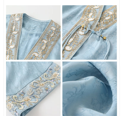High-End National Style Beaded Jacket | Elegant Light Luxury Jacquard Top
