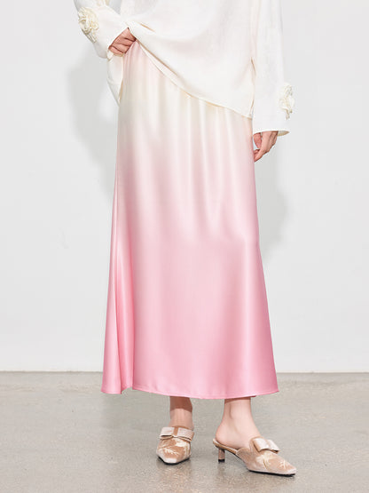 Luxury Acetate Satin Midi Skirt — Gradient High-End Mermaid Style