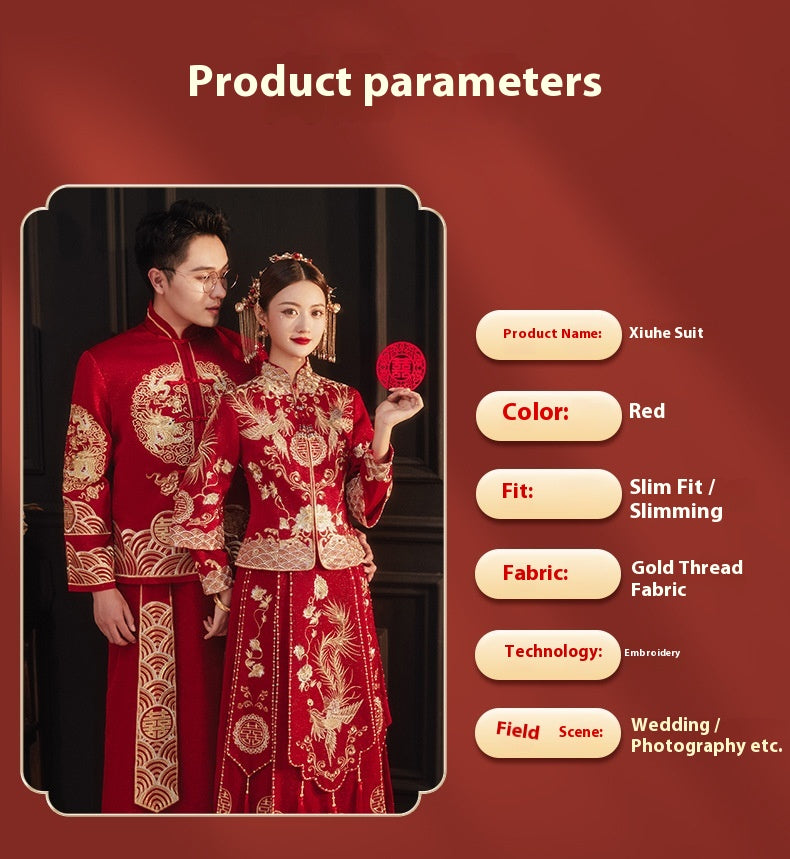 Xiuhe Wedding Dress Bride Slim Fit Chinese Wedding Couple Set