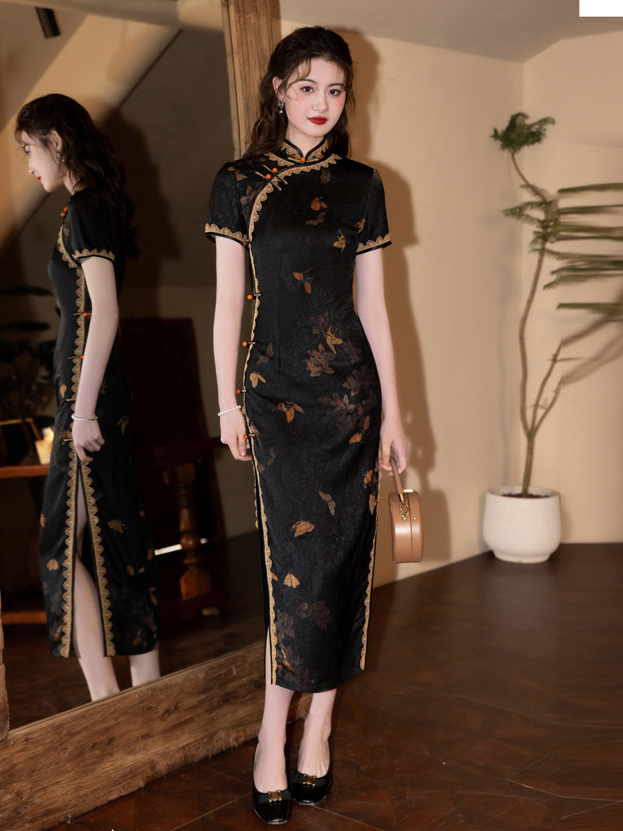 Black Dream Cheongsam – Youth High-End Slim Fit Dress