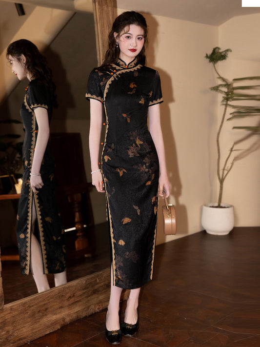 Black Dream Cheongsam – Youth High-End Slim Fit Dress