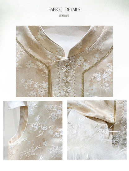 Elegant Stand Collar Jacquard Furry Vest